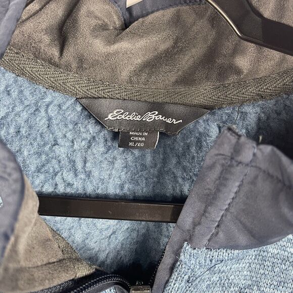 Eddie Bauer Sweater Pullover Men XL Blue Knit High Neck Long Sleeve Zipper - Picture 4 of 4